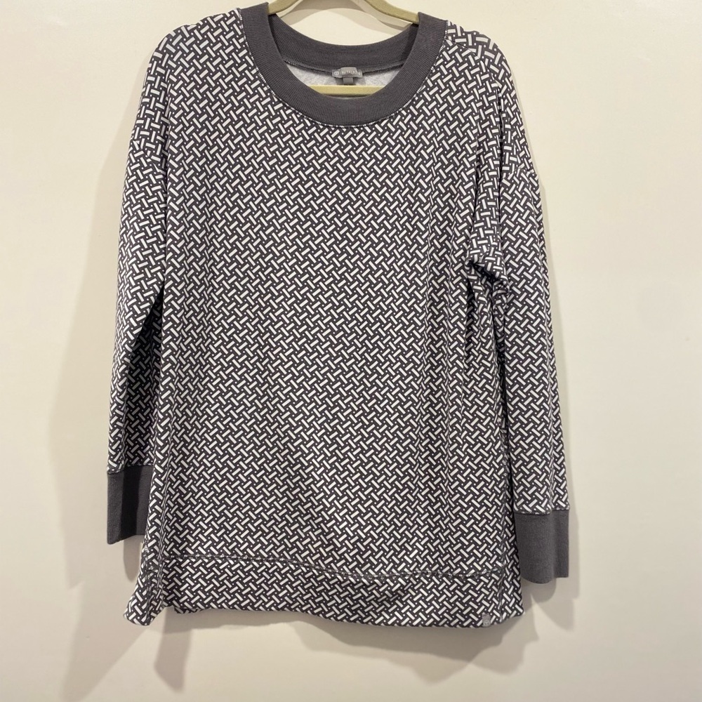 Grey and white Talbots shirt size large.